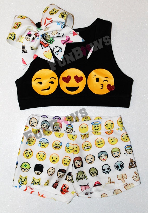 EMOJI Wacki Set Super Cute Emoji Bra Bow and Wacki