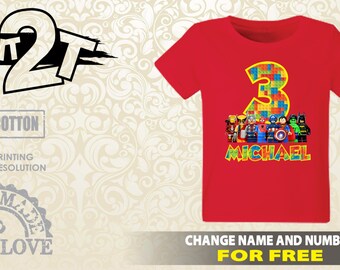 LEGO Avengers birthday shirt, custom toddler shirt, birthday gift, lego birthday shirt Legoland Party t shirt, lego outfit 1127