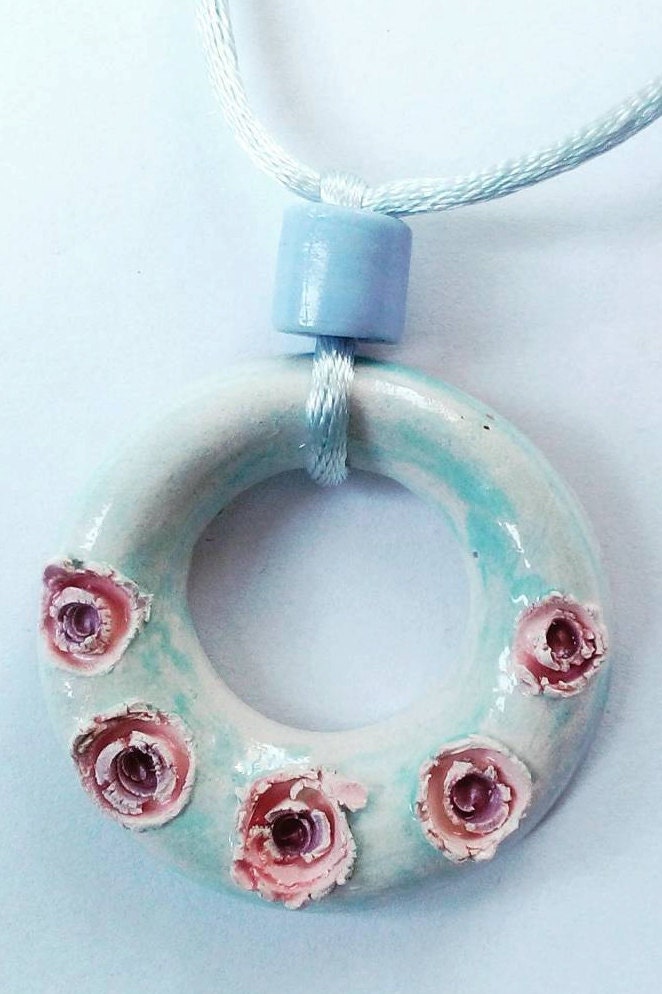 ceramic pendant necklace by CrowCeramics on Etsy