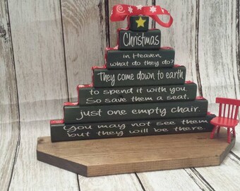 Christmas in Heaven Poem, Christmas Memorial, Christmas block, Christmas display,Christmas in Heaven display, Christmas in Heaven with chair