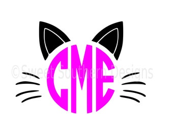 Cat halloween monogram SVG instant download design for cricut or silhouette