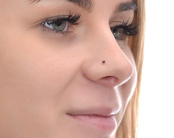 Gold Nose Stud wiht 2mm Opal 18 gauge / Cartilage Stud, Daith Piercing / Tragus Stud, Forward Helix Earring, Tragus Earring Stud