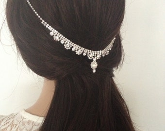 Glamour Crystal Bridal Headdress. Wedding Headpice. Rhinestone Hair Accessory.
