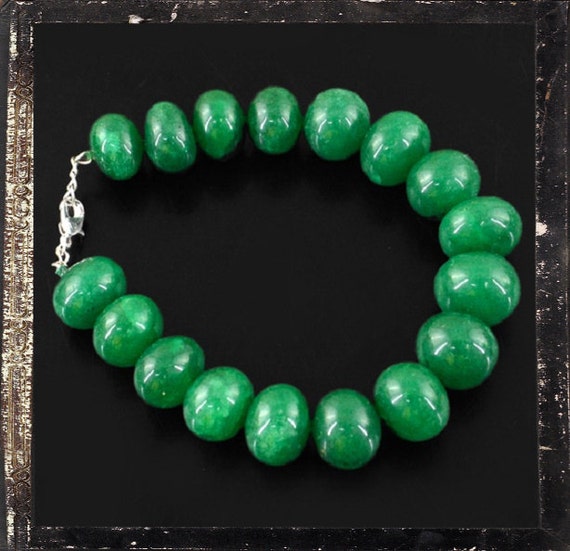 Green Emerald Bead Bracelet 311.95 ctw by FashionsGalore4u on Etsy