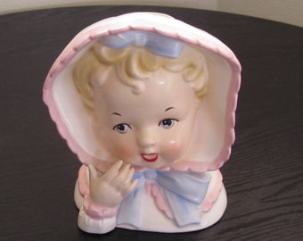 RELPO HEAD VASE, Cute Child Head Vase, Relpo # K1284l, Sweet Baby Florist Head Vase, Vintage Ceramic Planter, Great Gift for New Mom. Relpo