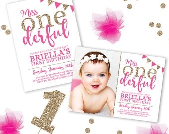 Onederful Birthday Invitation, Miss Onederful Birthday Theme, 1st Birthday Invitations, First Birthday Invitation, Printable Birthday Invita