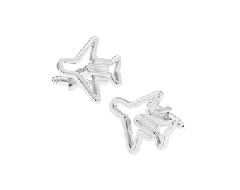Airplane Silver Tone CuffLinks, Best Gift For Dad - Groomsmen Cufflinks - Groomsmen Gifts - Gifts for Him - Jewelry For Men
