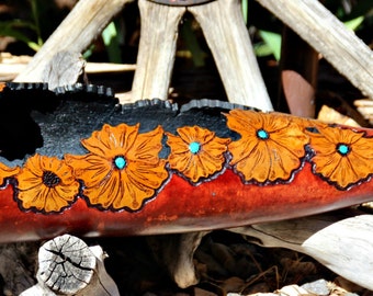 Decorative Gourd Art//Western Floral Design//Home Decor//Natural Home Decor//Mountain Home//Organic Nature//Home Sweet Home