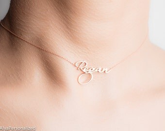 Rose Gold Choker Necklace - Personalized Choker Necklace - Custom Name Choker - Name Plate Choker - Custom Jewelry