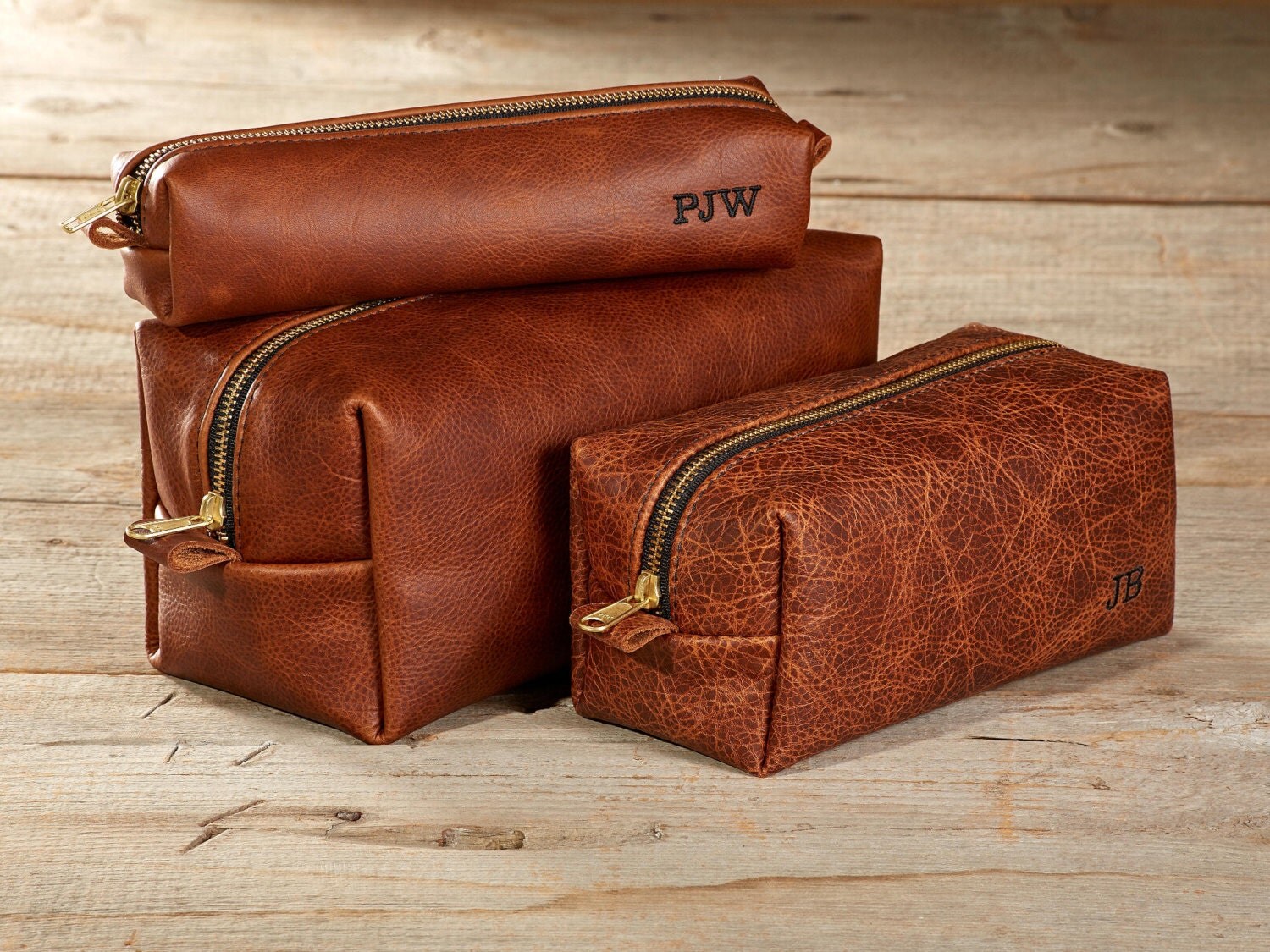 Rugged Brown Kamali Leather Toiletry Bag Travel Dopp Shaving