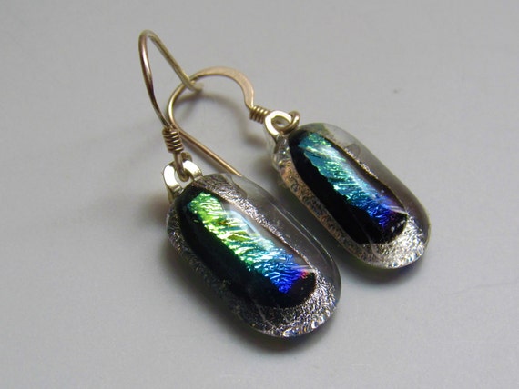 Dichroic Glass Earrings Fused Glass Earrings Multi Color