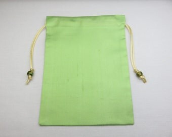 Light Green Handmade Pure Silk Tarot Card Bag, Tarot Card Pouch 5" x 7"