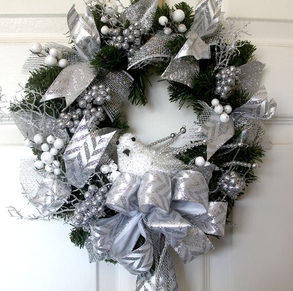 small christmas silver and white wreath bird holiday wreath small christmas silver and white wreath bird holiday wreath