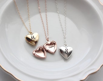 Personalized Heart Locket - Personalized Locket Necklace Engraved Mini Locket Christmas Gift, Personalized Gift, Locket Necklace, Bridesmaid