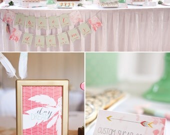 Bohemian Feather Dreamcatcher Boho Tribal PRINTABLE Party Collection - You Customize EDITABLE TEXT >> Instant Download | Paper and Cake
