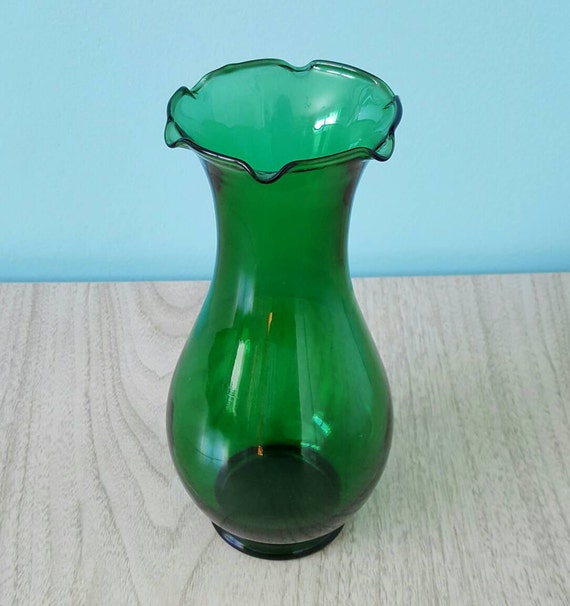 Vintage Green Glass Vase Forest Green Anchor By Flourisheshome 1041