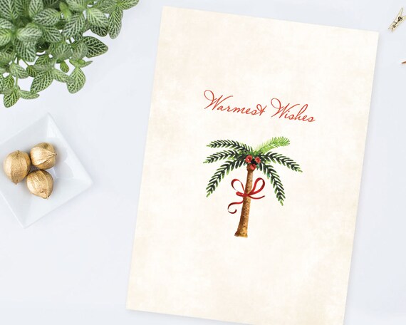 DIY Printable Palm Tree Christmas Card Coastal Design