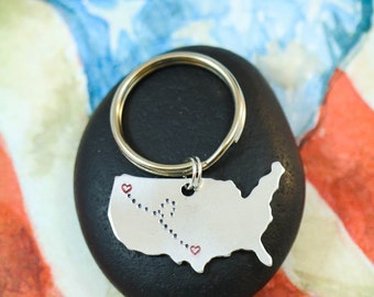 SALE • USA Gift United States Keychain • USA Best Friend Gift • Long Distance Relationship Gift • Friendship Keychain • Personalized State