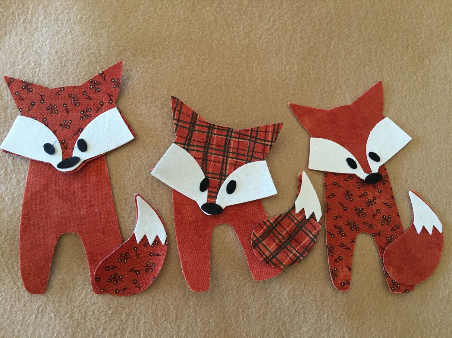 Fabric Foxes Appliques-Cotton Fabric Appliques-Fall