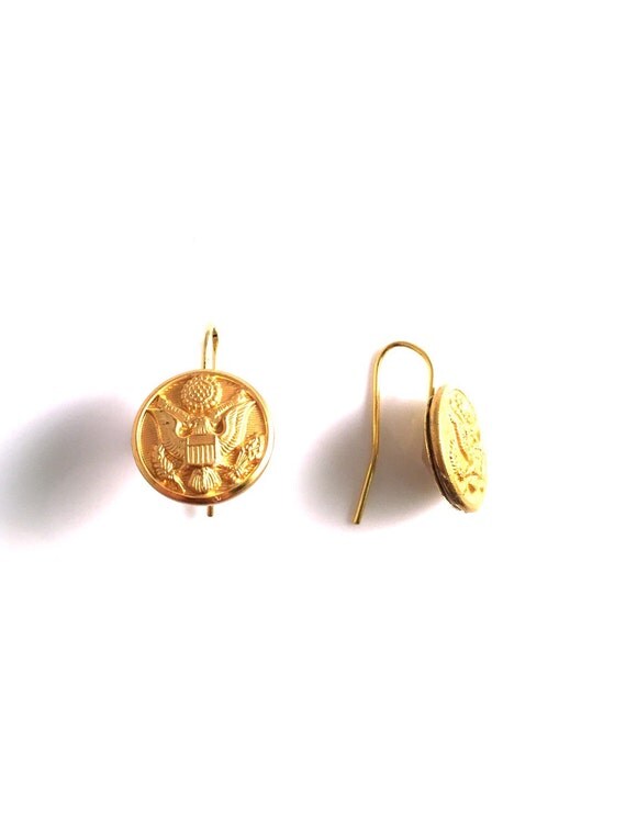 US Military Uniform Button French Ear Wire Earrings In Stock