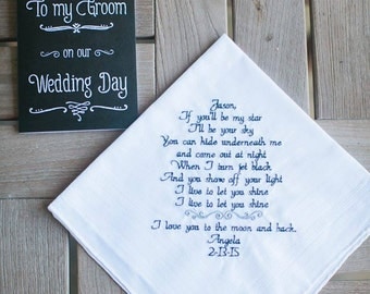 Wedding Gift Fiance Husband to Be Wedding gift Personalized for Fiance Personal Saying YOUR OWN WORDS Wedding Wedding Gift Canyon Embroidery