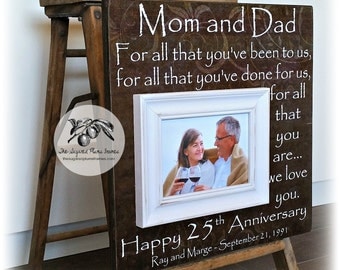 25th Anniversary Gifts for Parents, Silver Anniversary Gift, 25th Wedding Anniversary Gift, Anniversary Keepsake Frame 16x16