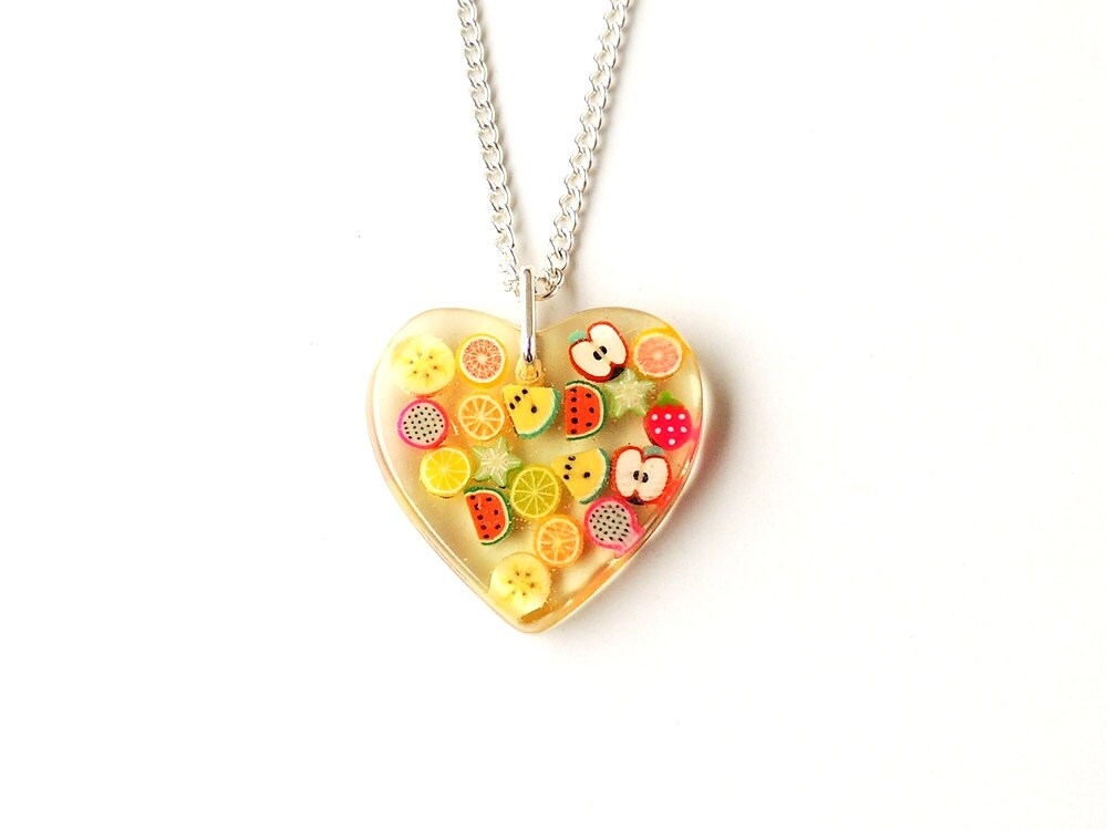 SALE Fruit Salad Necklace Quirky Jewelry Miniature Fruit