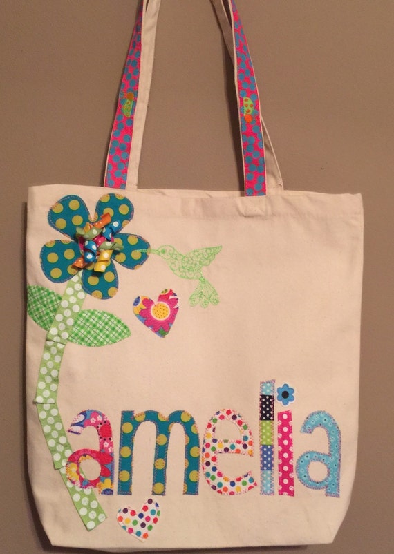 Personalized Teal Flower Tote Bag by ThePrissyPetunia on Etsy