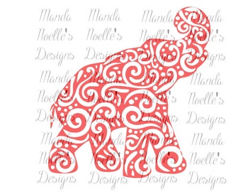 Alabama Swirl Elephant SVG or Silhouette Instant Download