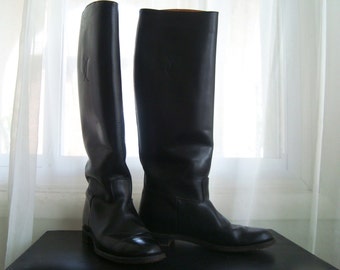 Black Leather Equestrian Boots, Riding Boots, Size 7 to 7 1/2