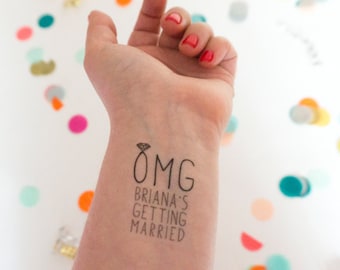 OMG! Bachelorette Tattoos, Temporary Tattoos, Getting Married, Custom Tattoo, Bachelorette Party Favors, Personalized Tattoos
