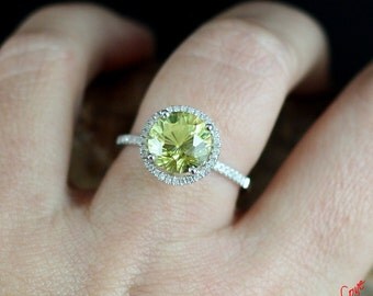 yellow sapphire diamond halo engagement ring round cut 3ct 9mm 14k 18k white yellow rose - Custom Made Wedding Rings yellow sapphire diamond halo engagement ring round cut 3ct 9mm 14k 18k white yellow rose - Custom Made Wedding Rings