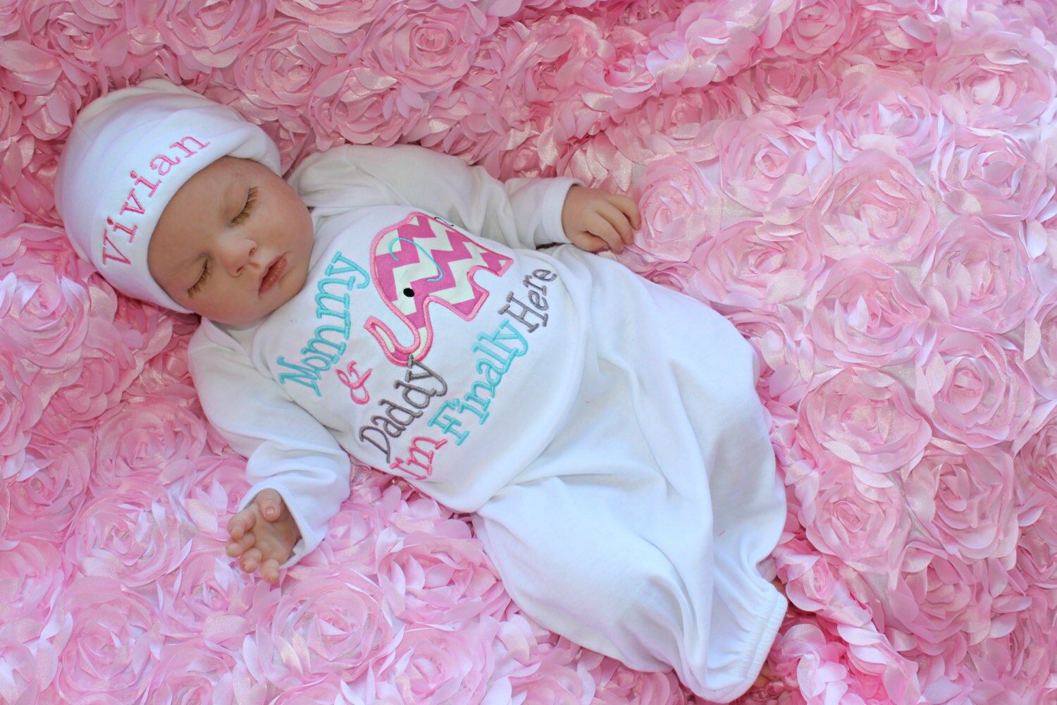 Newborn Girl Take Home Hospital Outfit Elephant Baby Shower Newborn Girl Take Home Hospital Outfit Elephant Baby Shower