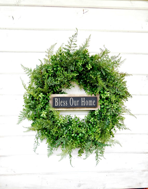 Bless Our Home -Boxwood Wreath