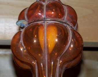 vintage moroccan chandelier-hand blown glass,glass light fixture,pendant lighting,orange,amber glass chandelier,mediterranean,free shipping