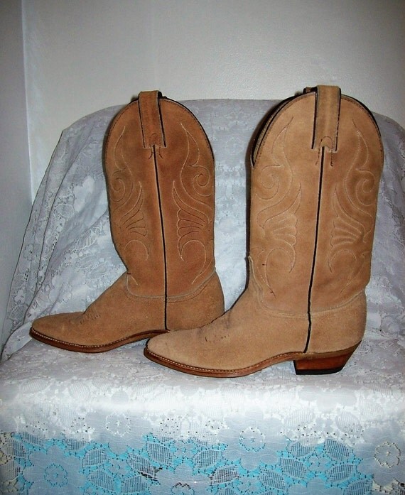 suede beige cowboy boots