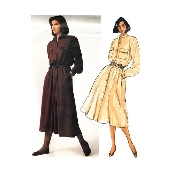 1980s Calvin Klein Dress Pattern Bust 34 Vogue 1442 by Redcurlzs