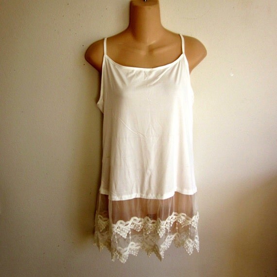 Camisole cami slip extender white lace sexy lingerie M L