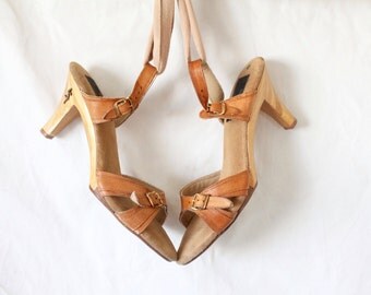 wood & leather heels / 7 / 1970's