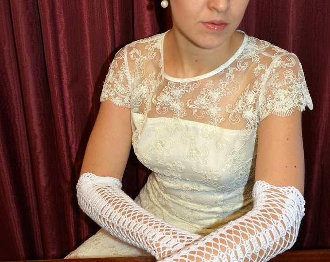 Ready to ship Wedding, special occasion, evening crochet gloves
