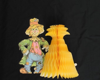 beistle halloween scarecrow centerpiece with honeycomb corn stalk vintage 1979 fall decoration - Halloween Corn Stalks beistle halloween scarecrow centerpiece with honeycomb corn stalk vintage 1979 fall decoration - Halloween Corn Stalks