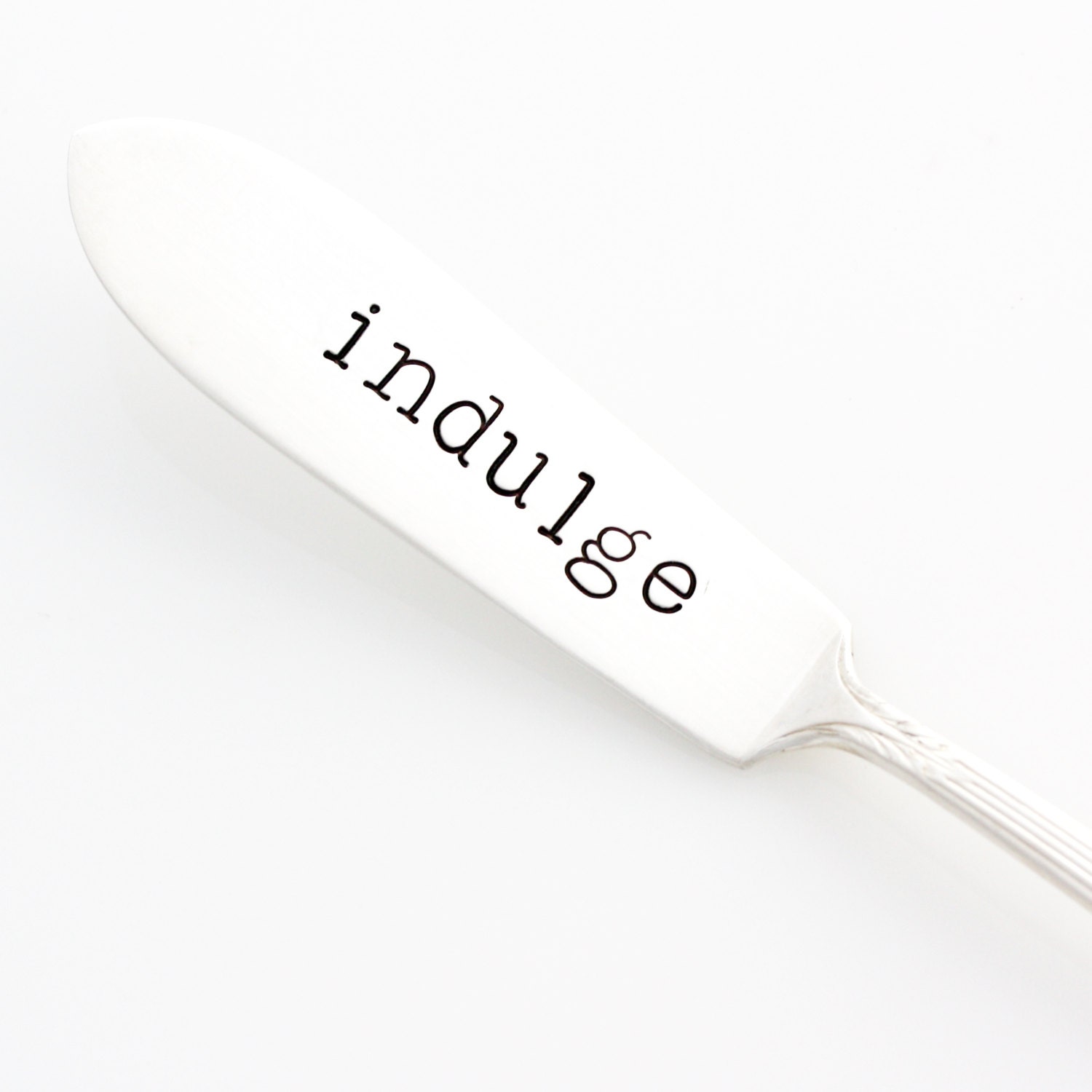 Stamped Spreader Indulge. Jam Jelly Chocolate Spread Knife.