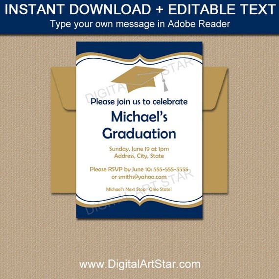 Graduation Announcement Template Graduation Invitation Template Printable Graduation Digital Graduation Announcements Templates