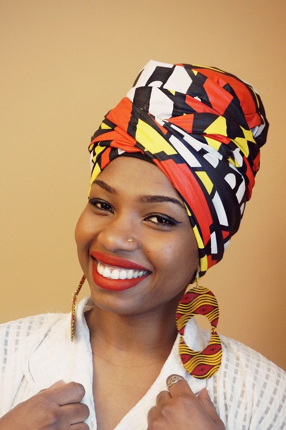 Pre sewn african prints jamaican turban / head wrap