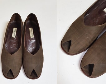 sale 1970s Armani Peep Toe Low Rise Pumps / Womens Size 9