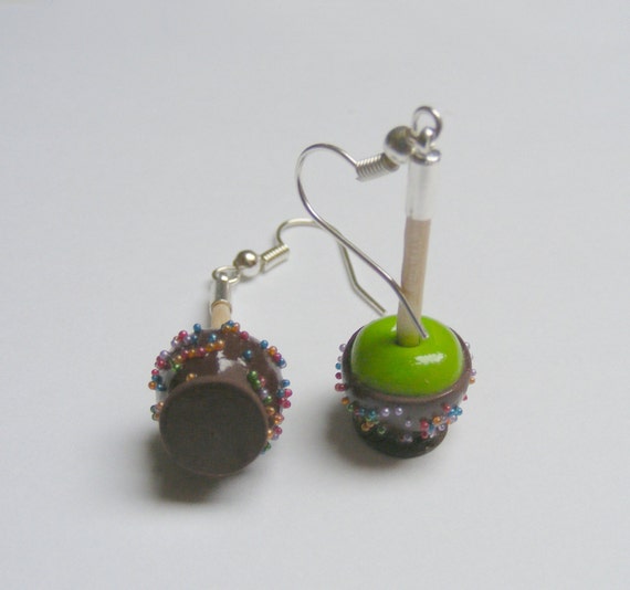 Food Jewelry Candy Apple Earrings Miniature Food Jewelry