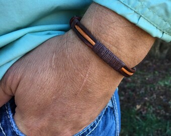 Mens Leather Bracelet, Mens Cuff, Mens Jewelry, Gift for Him, Handmade, Made In USA, Affordable Gift