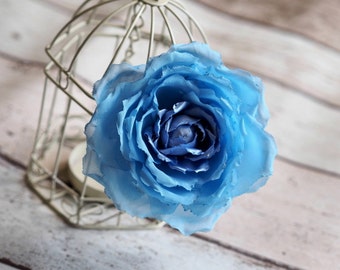 Blue Hair Clip, Blue Wedding Clip, Blue Wedding Hair Flower, Light Blue Bridal Flower, Fabric Flower Brooch, Blue Flower Brooch