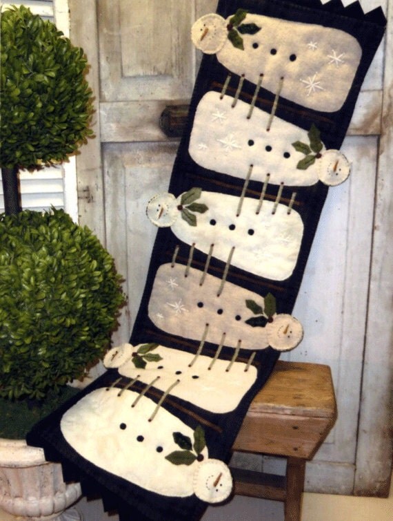 Snowman Wool Table Runner Pattern Snowman Primitve Pattern