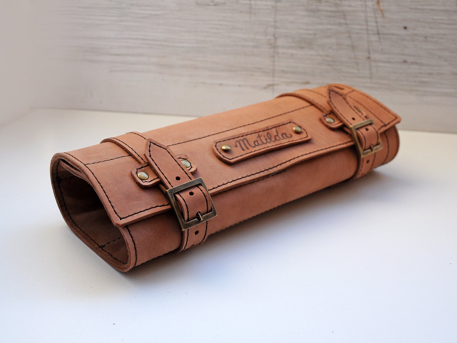 Personalized leather tool roll Hanging tool by erikasleather
